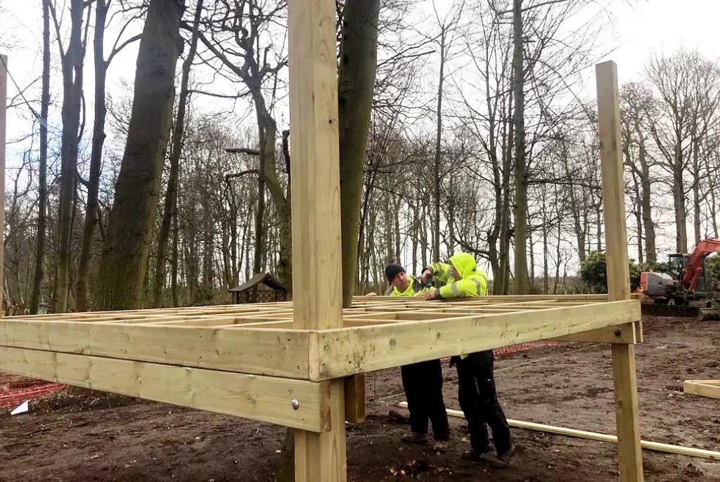 building school playground with timber