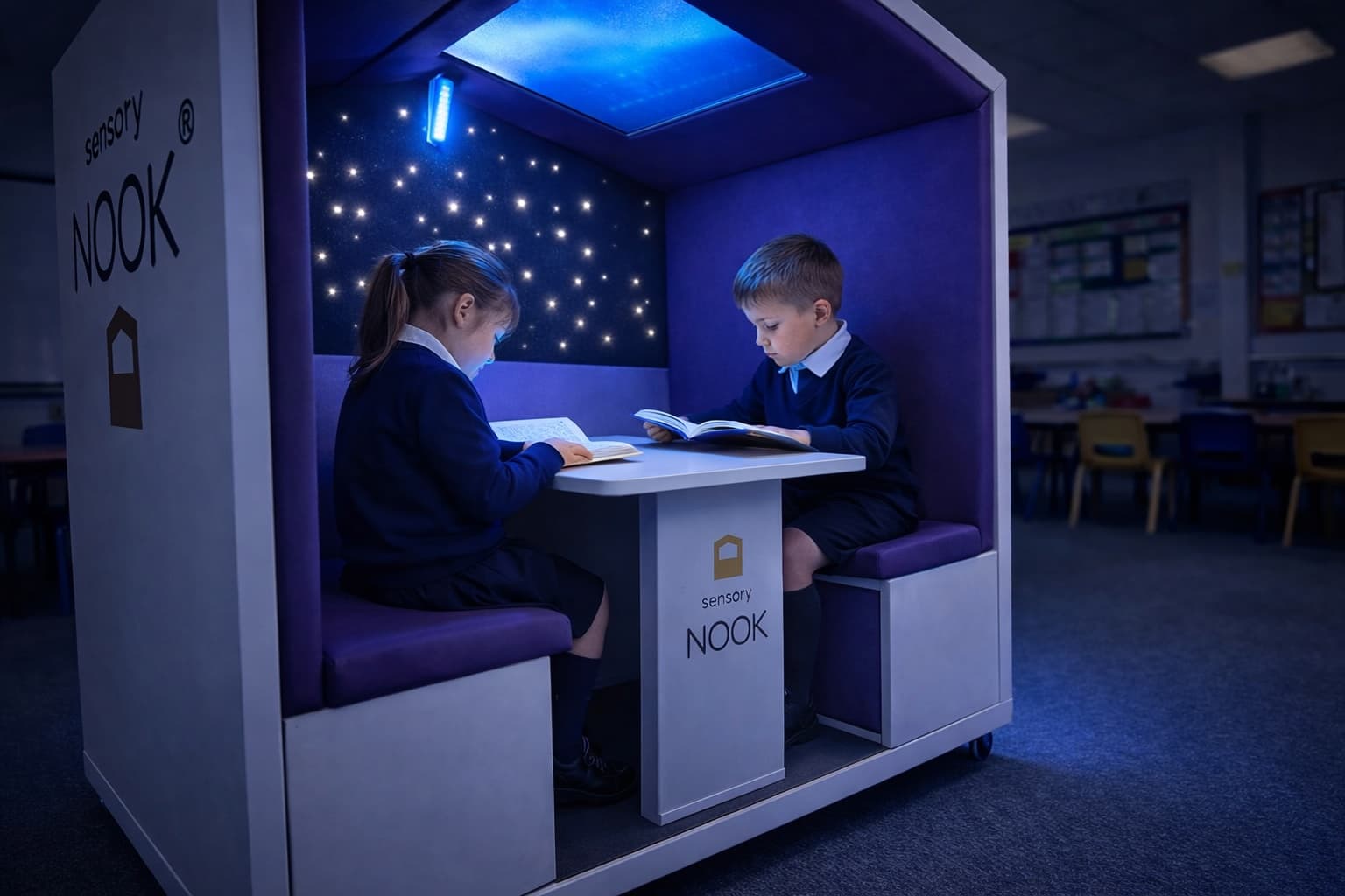 Image of a sensory room with a variety of sensory equipment