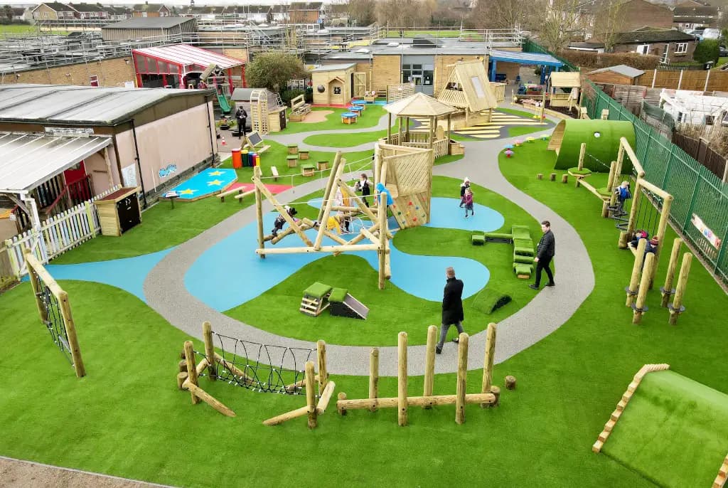 playground renovation including trim trails, gazebos and artificial grass