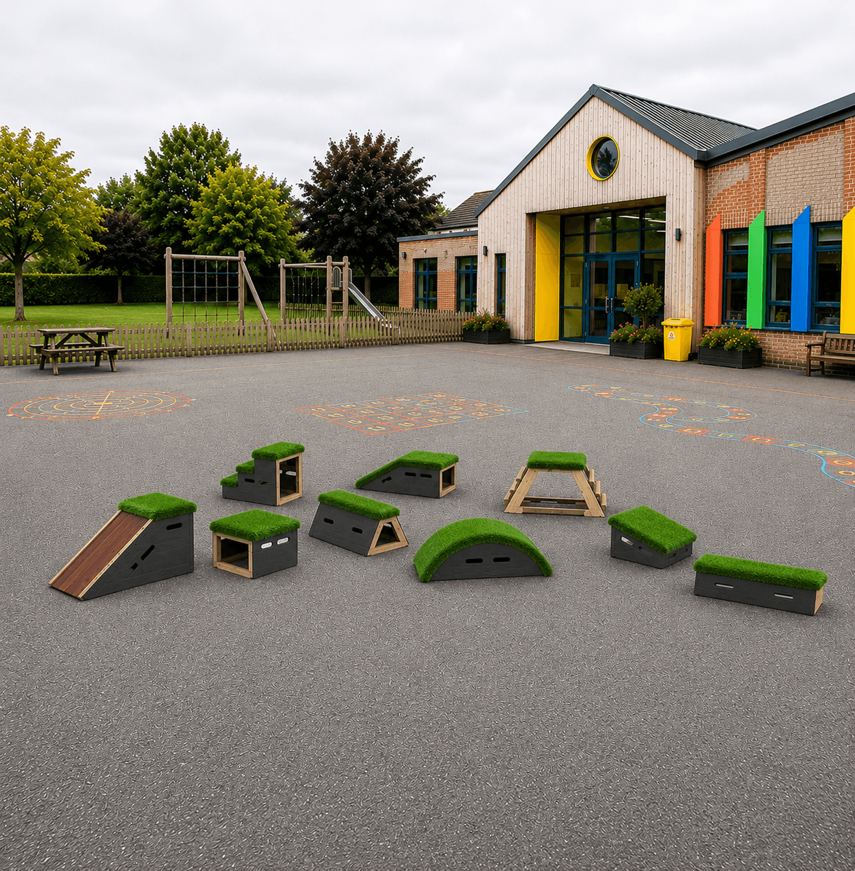 A 3D Visualisation of the Get Set Go Blocks featured within the Peaks set.