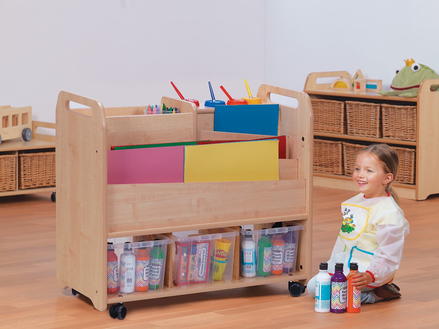 Wheel the Double-Sided Creative Unit to different areas of the room as and when required