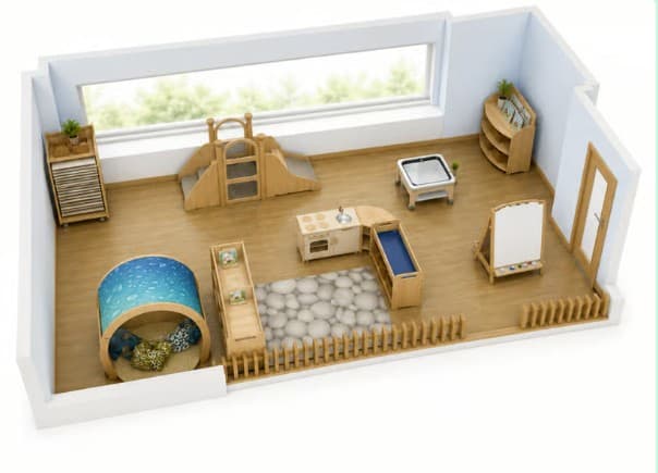 Layouts to supports child-led exploration and practitioner-guided learning