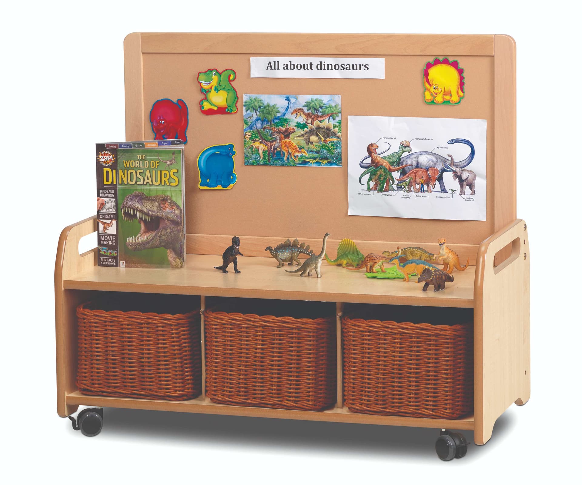 The Mobile Low Display Storage Unit is the right height for children of 6 months and upwards