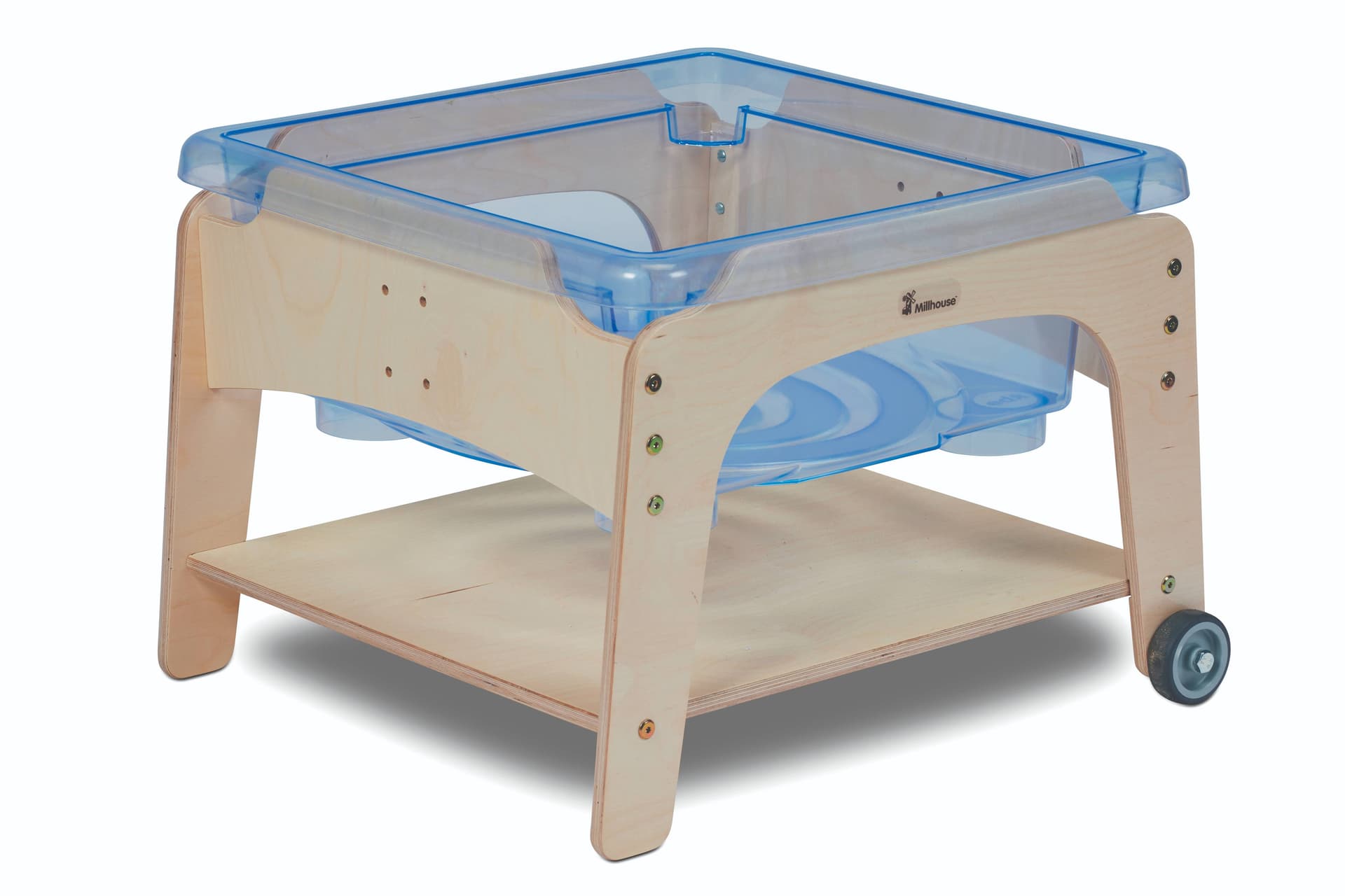 The Mini Sand and Water Station has a protective coating enabling indoor and outdoor use