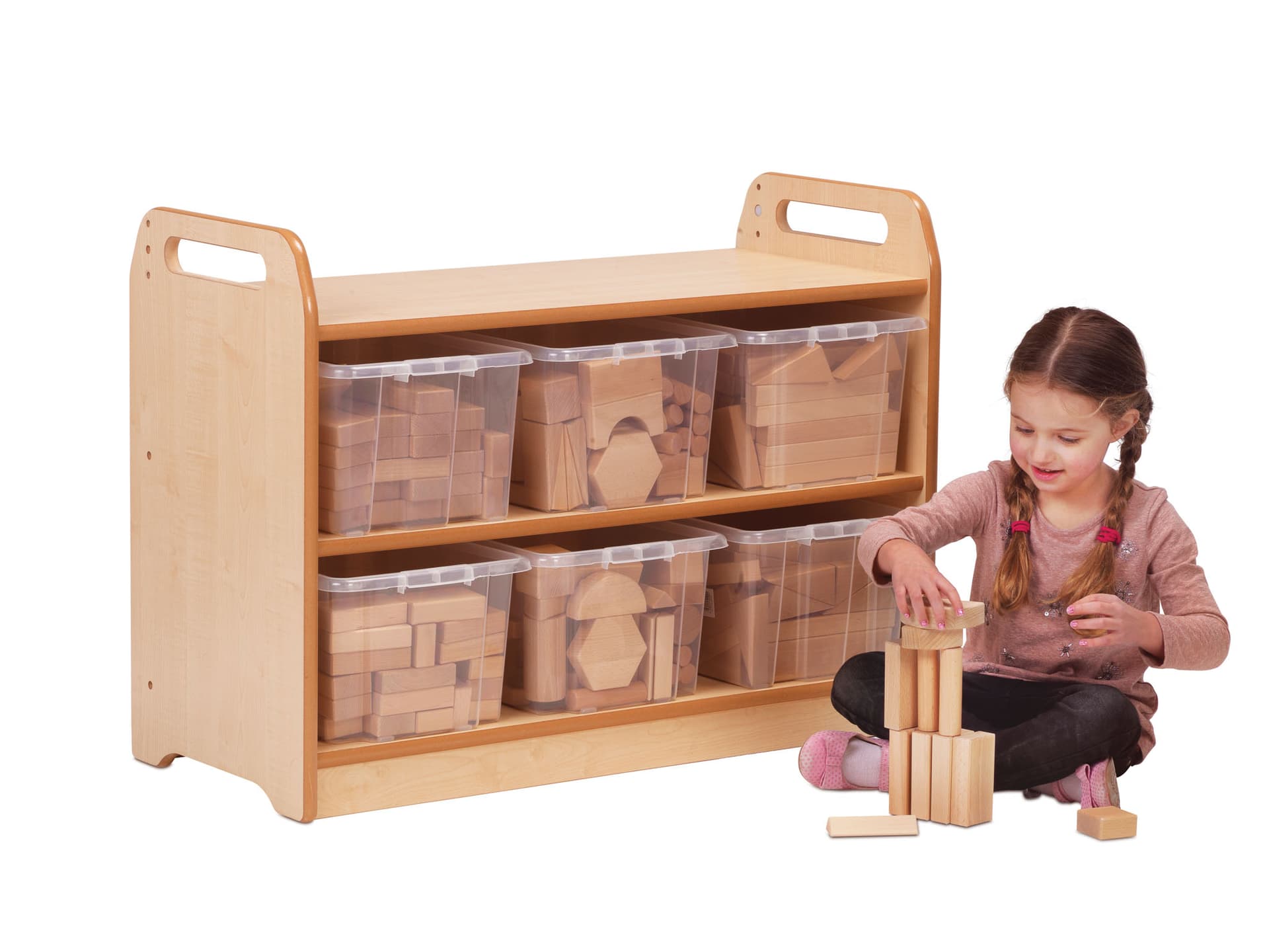The Block Play Unit includes 6 sets of different shaped blocks