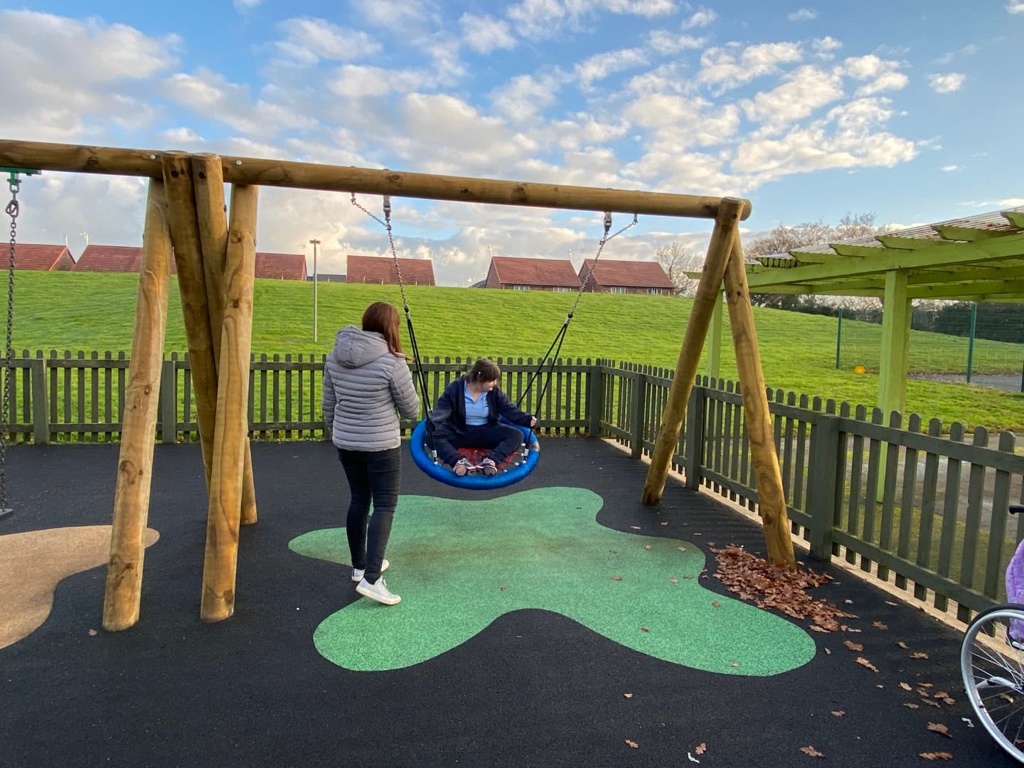 Group swings provide the perfect area for children to socialise and build cooperation skills