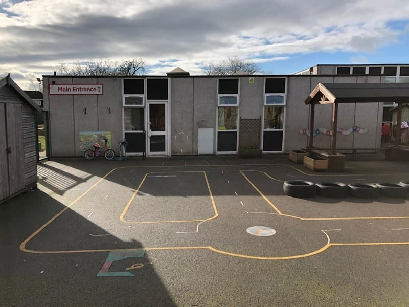 tarmac playground with race track and tyres