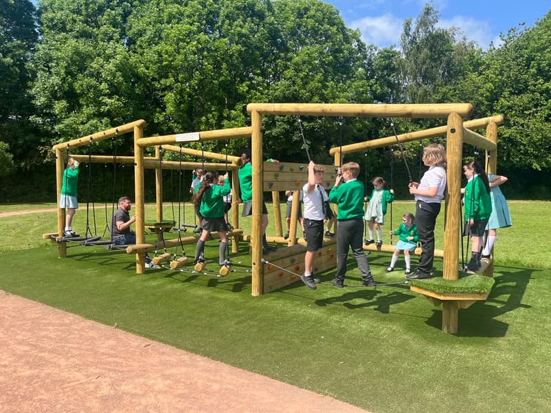 new trim trail climber in primary school field